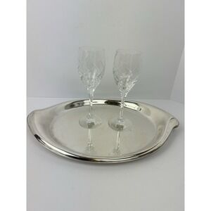 VTG 1847 Rogers Bros Flair Silverplate Oval Serving Tray Int. Silver Mid Century